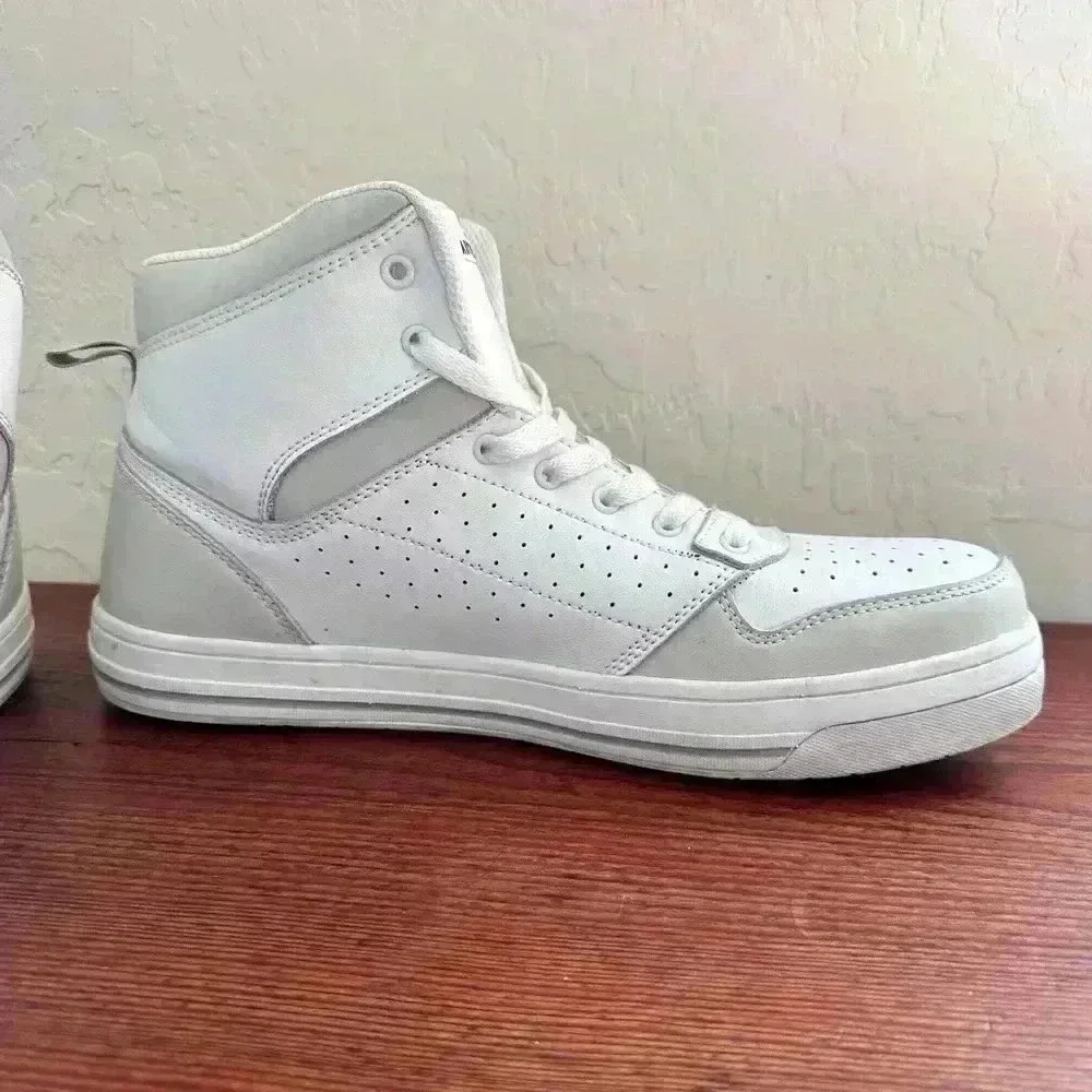 Airwalk Safety Mens Arena Mid Composite Toe Work Shoe White Grey Aw6452 Size 13